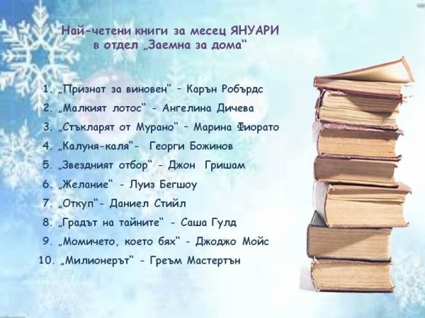 10-те най-четени книги за м.януари