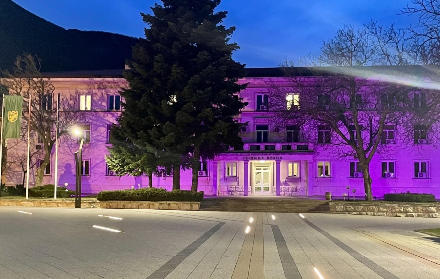  Сградата на Община Враца бе осветена в лилаво