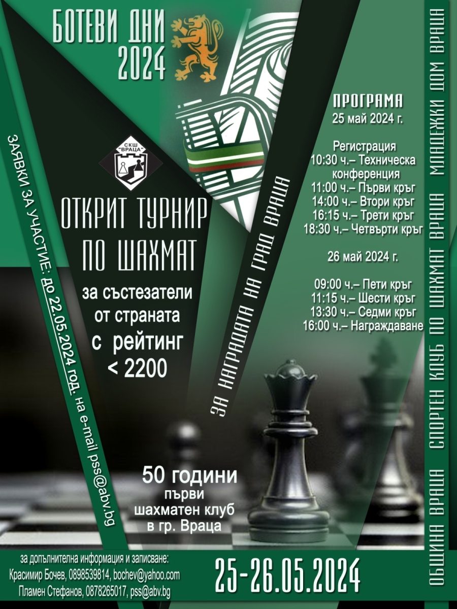 Открит турнир по шахмат във Враца