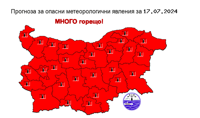 Екстремна жега: Червен код за цяла България в сряда