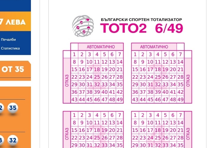 Числата от тираж № 59 на Тото 2