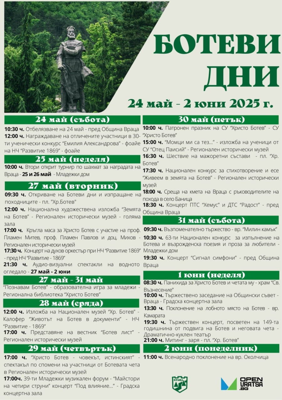 Програма на Ботеви дни 2025