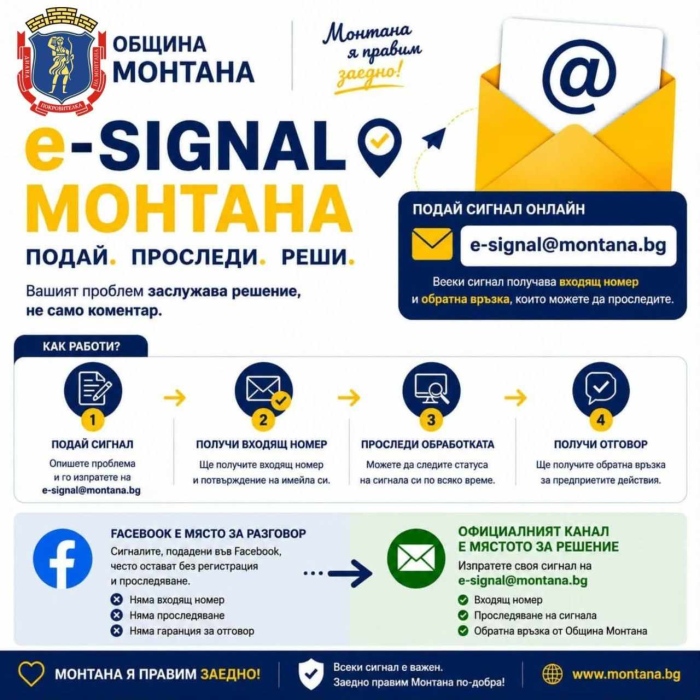 Община Монтана въвежда официален електронен канал за сигнали